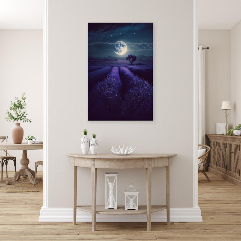 Lavande sous la lune - impression sur toile tendue, H 20 po x l 16 po x P 1,25 po