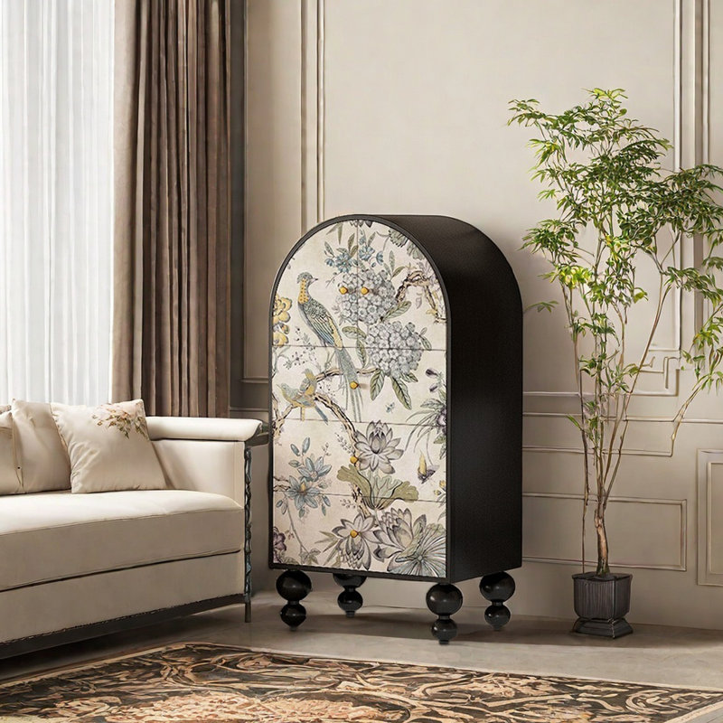 Flower and bird pattern exquisite accent chest