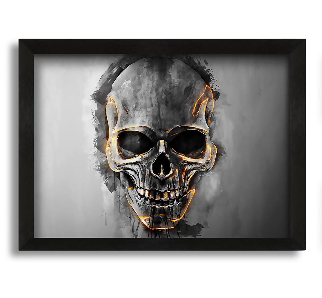 Gerahmtes Leinwandbild Fire Skull 1