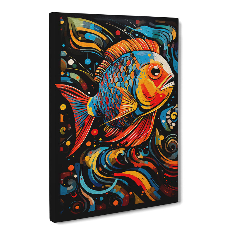 Fish Abstract Art - Wrapped Canvas