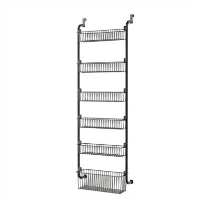 6 Tier Metal Hanging Shelf with Baskets, over the Door Pantry Organizer Hanging Storage Rack for Pantry, for Home, Kitchen, Bathroom