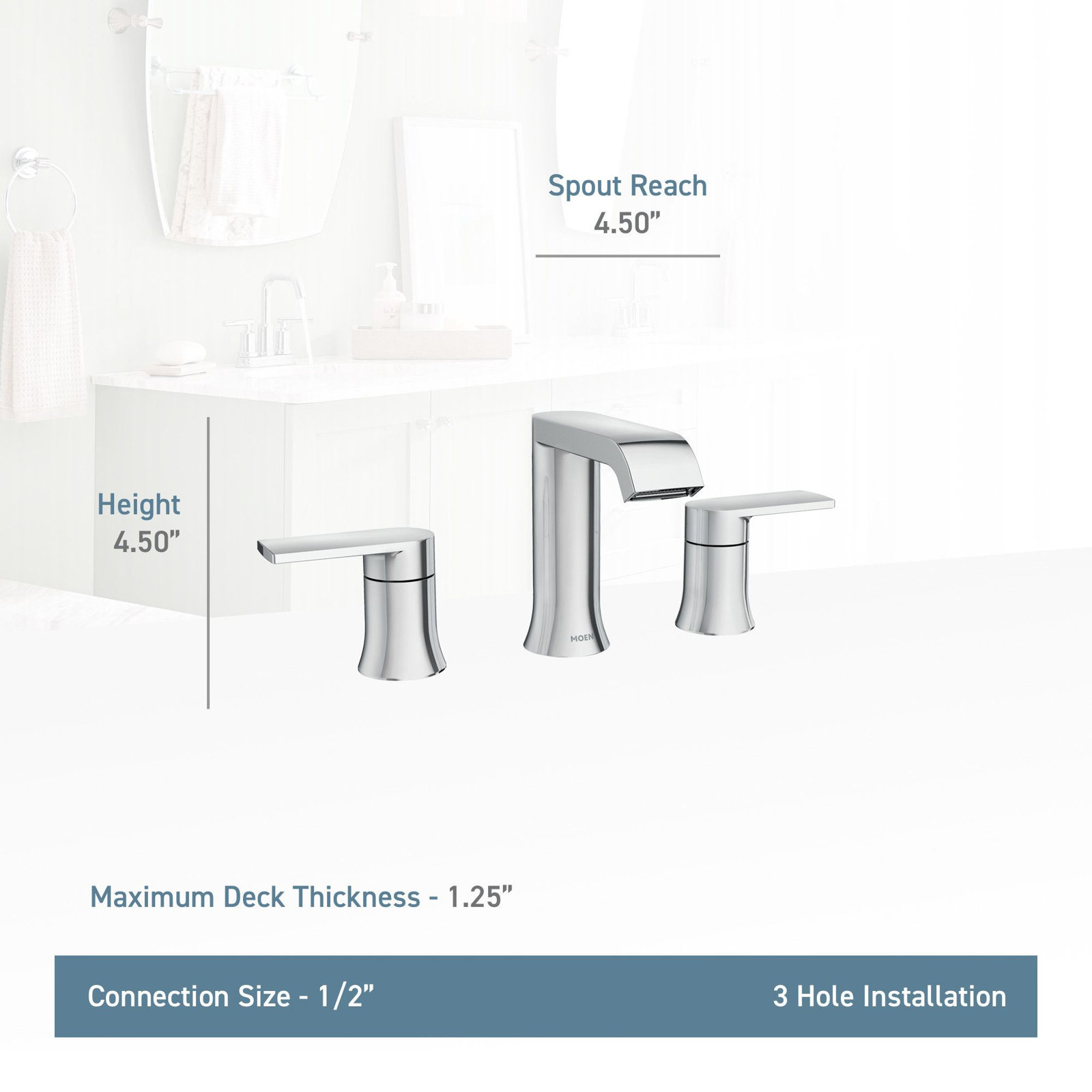 Genta LX Widespread Bathroom Faucet Trim, Chrome
