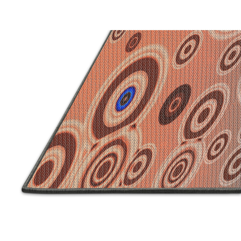 Tapis bleu/orange tissé à la machine, Rectangle 7 pi x 10 pi