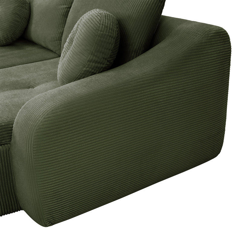 Méridiennes 76 po, Velours côtelé vert