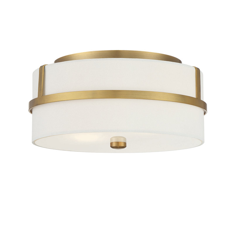 Plafonnier 2 lumières Meridian en laiton naturel, Laiton naturel
