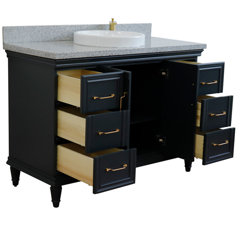 Ensemble de meuble-lavabo de salle de bain simple 49 po Verutiao, Granite, Gris foncé