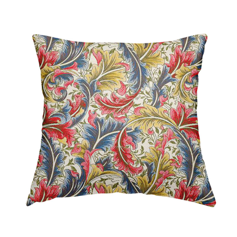 Mcguire Floral Square Cushion, 28cm H x 28cm W x 5cm D, Blue/Red/Yellow