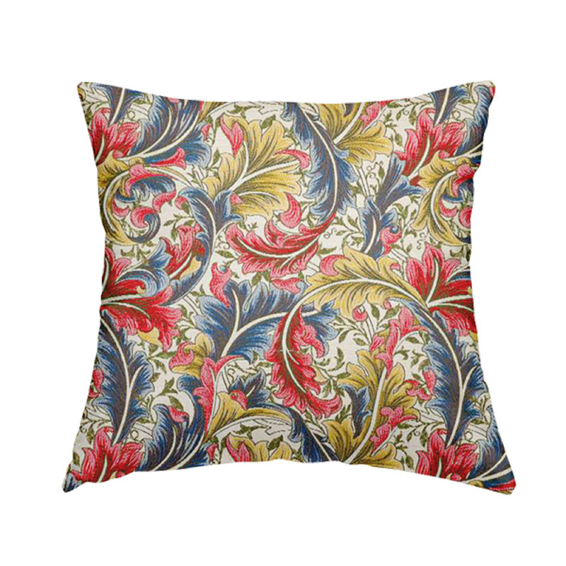 Mcguire Floral Square Cushion, 55cm H x 55cm W x 5cm D, Blue/Red/Yellow