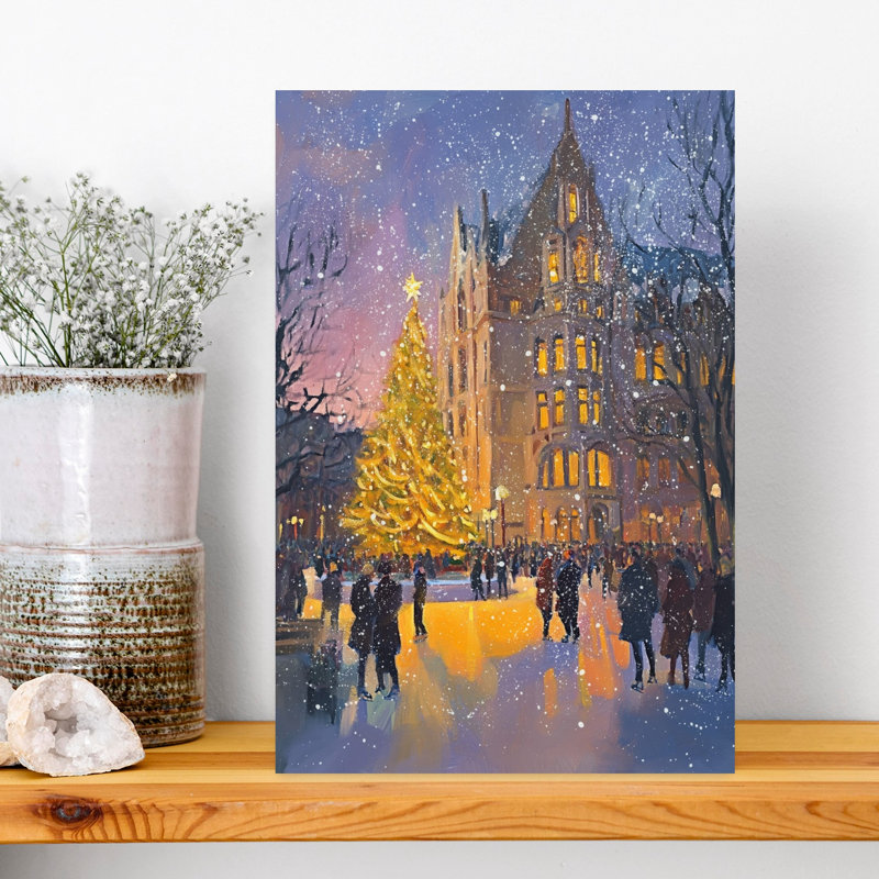 Brightchristmascityno02, impression d'art romantique de Noël abstrait, 18" H x 12" W