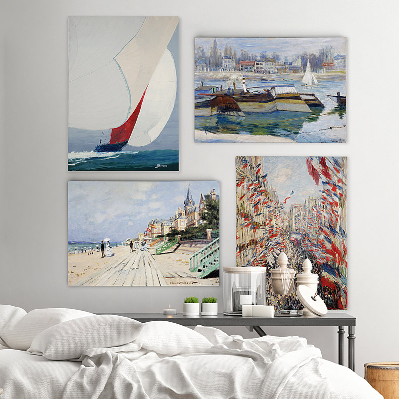 Vintage Coastal - ensemble de 4 reproductions sur toiles tendues, H 48 po x l 144 po x P 1 po