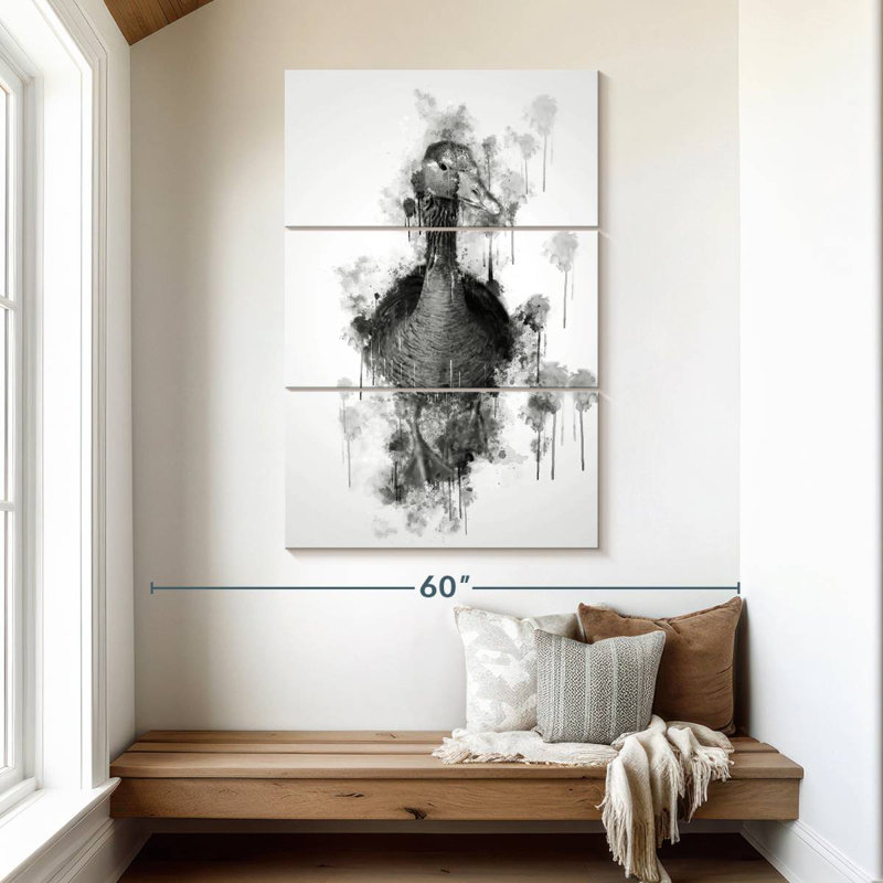 Brampt canard noir et blanc, H 50 po x l 32 po