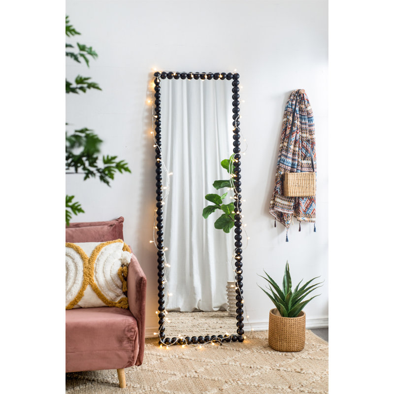 Miroir pleine longueur 23 po x 72 po avec cadre perlé en métal, miroir rectangulaire surdimensionné pour le salon et la chambre à coucher