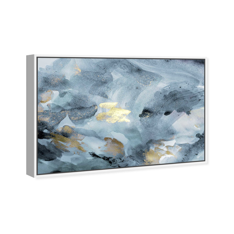 Bleu améthyste transporté - Peinture, H 20 po x l 30 po, Cadre flottant blanc