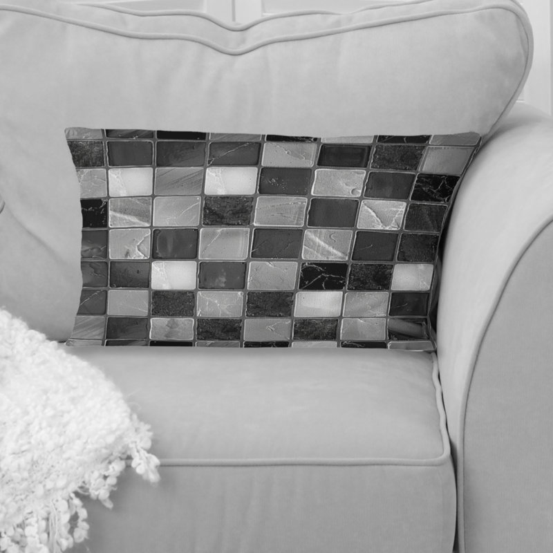 Carreaux de mosaïque gris Mid-Century I - coussin lombaire Mid-Century