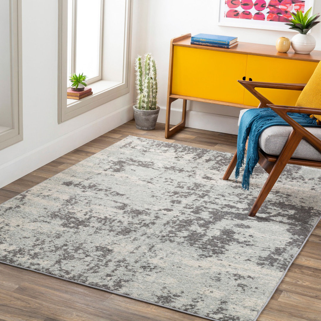 Grey Modern Rug, Abstract Easy to Clean Rug For Living Room, Dining Room, Bedroom, Utility Room