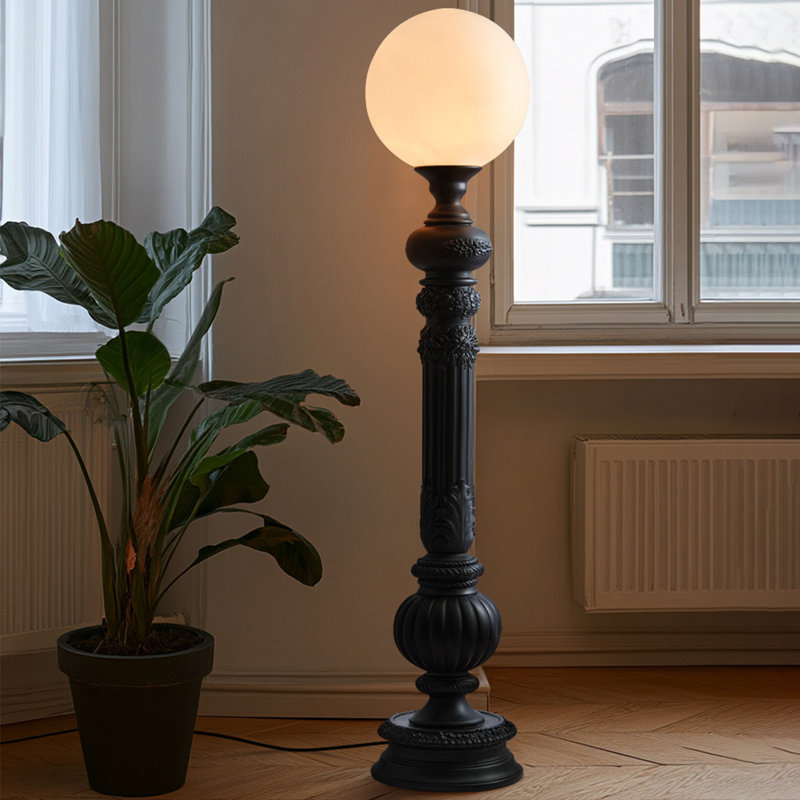 Lampes sur pied en résine noire et acrylique, Noir