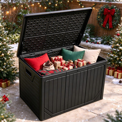 Balconera 230 Gallons Water Resistant Resin Lockable Deck Box,Black