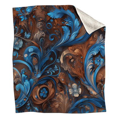 Couvertures florales complexes bleu-brun