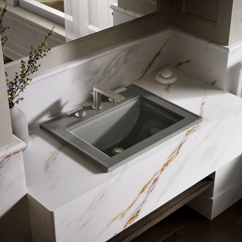 Memoirs Stately Drop-in Bathroom Sink, Thunder Gray, 8" Centers