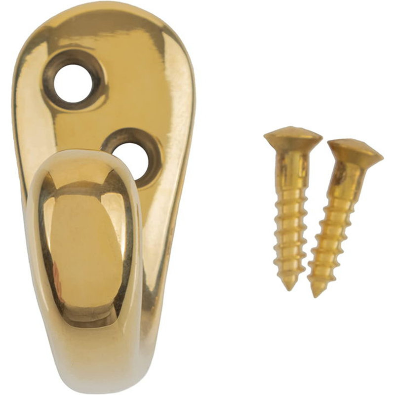 Small Single Prong Solid Brass Coat Hook