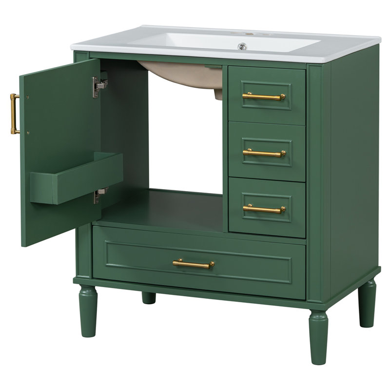 Grand meuble-lavabo moderne et fonctionnel, Vert