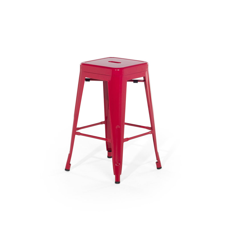 Counter Stool with Metal Frame, Red, Counter Stool (24" Seat Height)