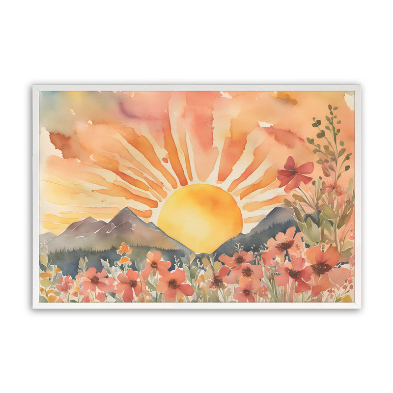 «Blossoms and Sunrise Glow Print», H 12 po x l 15 po, Blanc