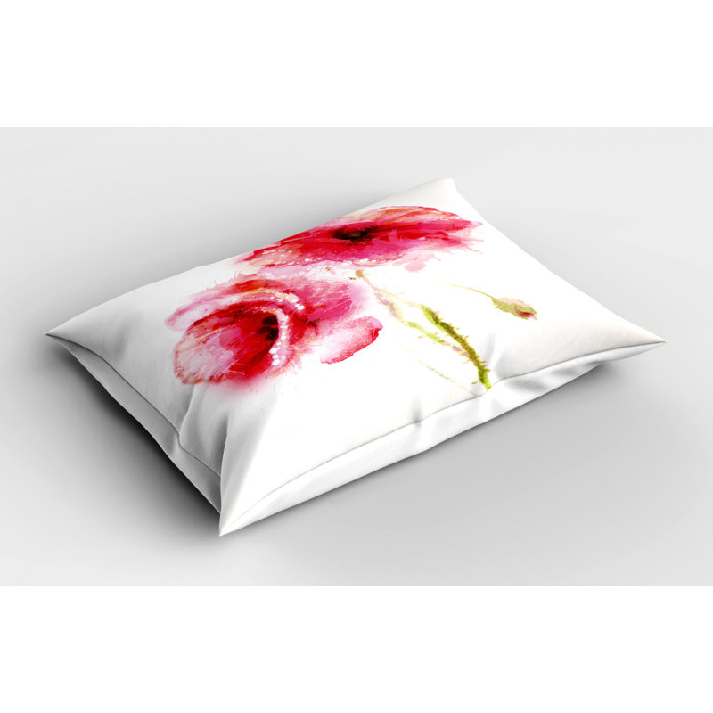 Red/White Polyester Microfiber Piece Sham, Twin