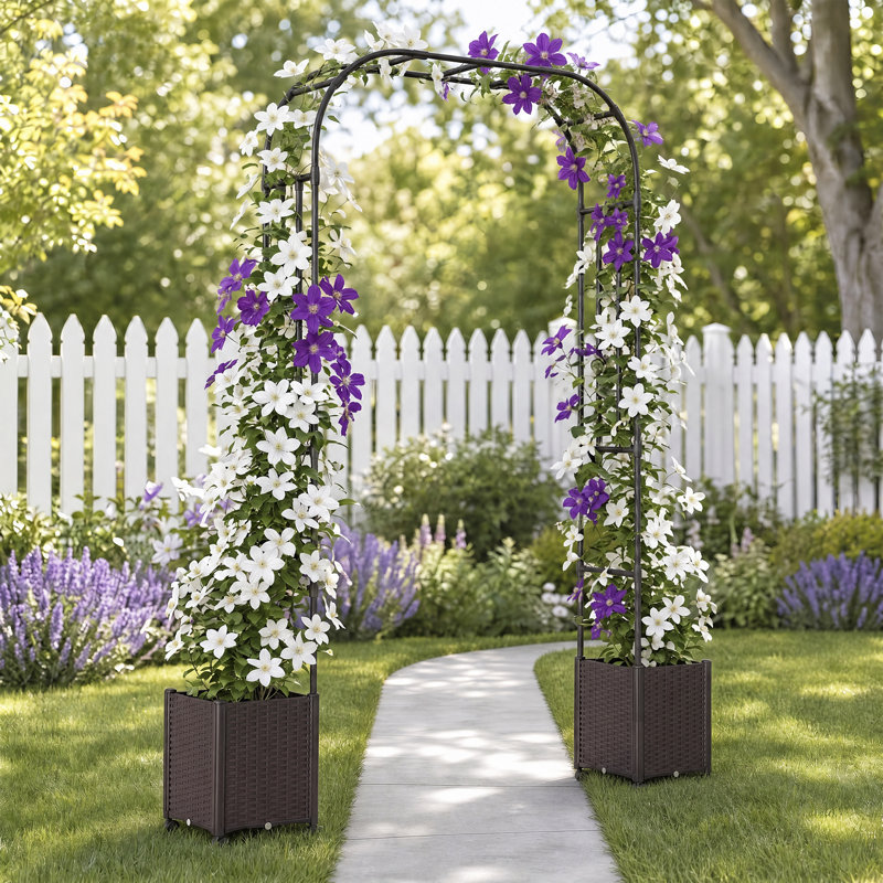 Jardinière en métal enduit de polyéthylène, 59,06 x 15,75 x 90,55 pouces