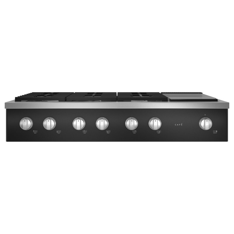 Café 48" Commercial-Style Gas Rangetop With 6 Burners And Griddle (Natural Gas), Matte Black