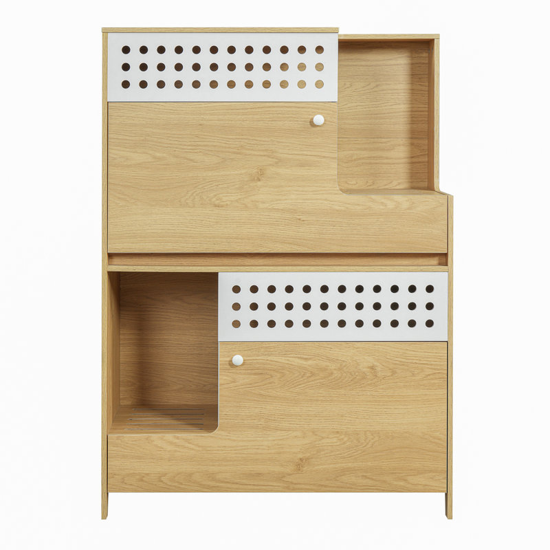 Ensemble de meubles Modern Cat avec bac à litière et rangement, Naturel