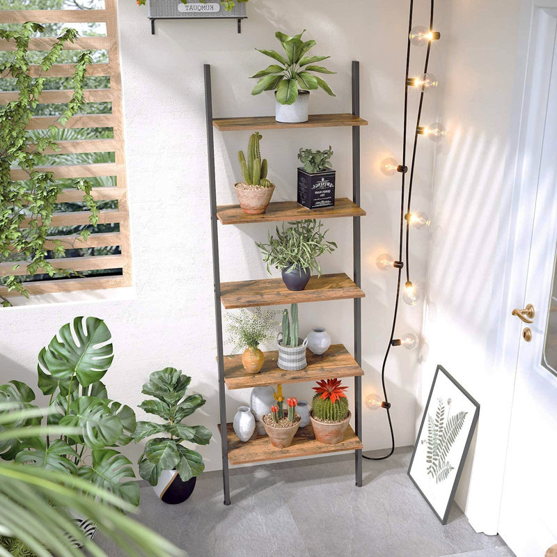 Folcroft 186.5cm H x 64cm W Steel Ladder Shelf Bookcase