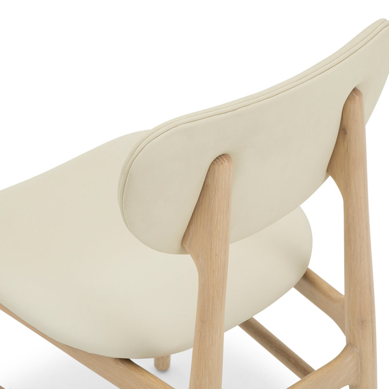 Stella Upholstered Dining Chair, Saddle, White