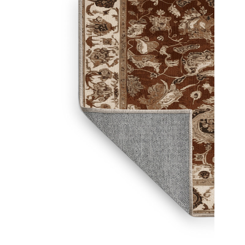 Tapis brun lavable à la machine, Carré 6 pi
