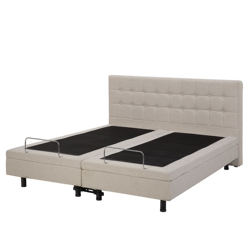 Robards Upholstered Adjustable Bed, Beige, European Single (90 x 200cm)