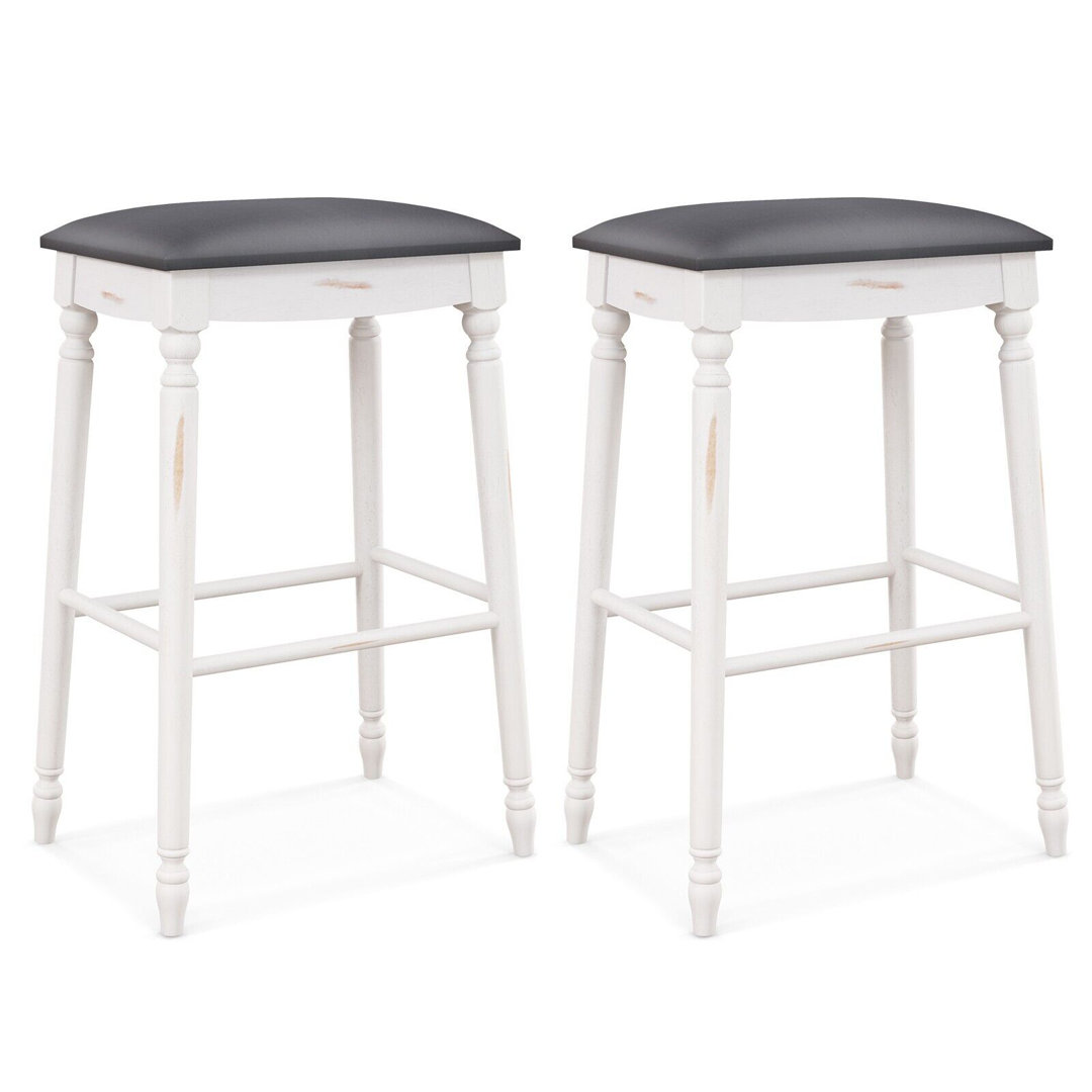 Set Of 2 Bar Stools Dining Counter Height Chair Modern Upholstered Pub Stool