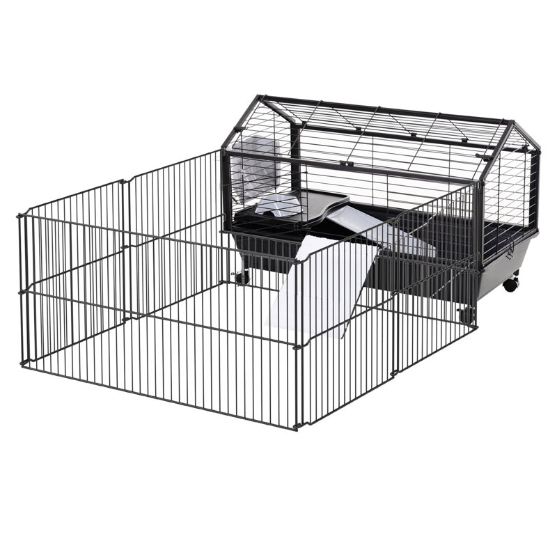 Cage pour petits animaux avec roulettes, bouteille d'eau, L 35 po