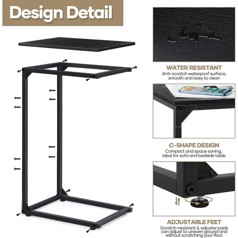 Ensemble de tables de bout Harjo d'une hauteur de 27,5 po, Noir, Noir