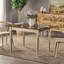 Table rectangulaire avec plateau en chêne foncé et pieds crème, H 29,53 po x l 28,88 po