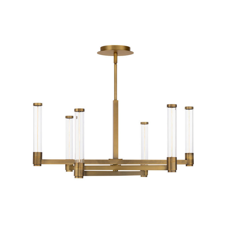 Jedi 6 - Light LED Chandelier, Aged Brass