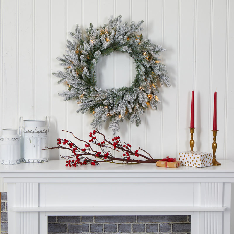 24'' Faux Pine Lighted Wreath