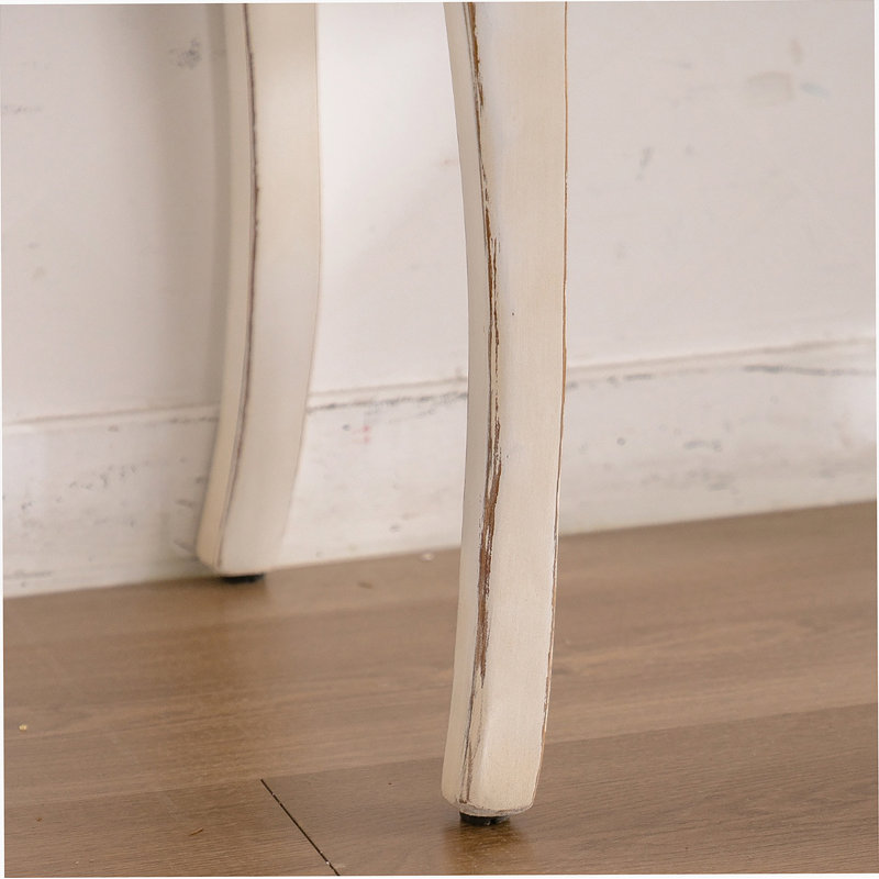 VELOVE Antique White Console Table With Carved Details, Distressed Console Table, Vintage French Country Entry Table With Wood Carvings And Curved Legs For Hallway Living Room