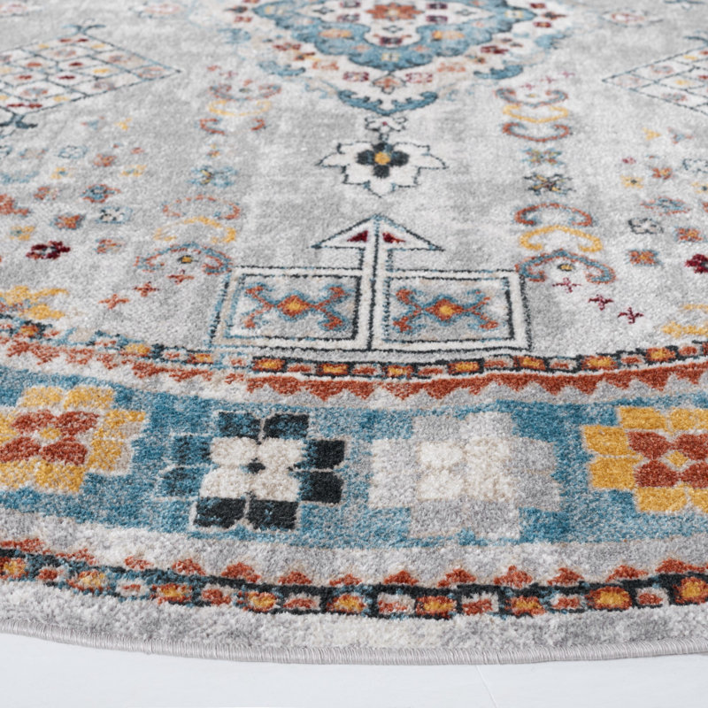 Bayside Performance Machine Washable Oriental Rug, Round 6'7"
