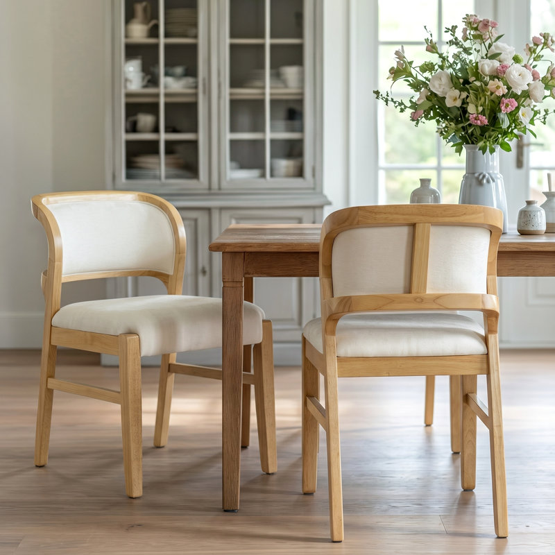 Chaise rembourrée moderne Bellamy, Coussin beige / structure naturelle