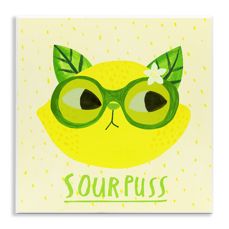 Plaque murale Sourpuss Lemon Cat, design par Angie Rozelaar
