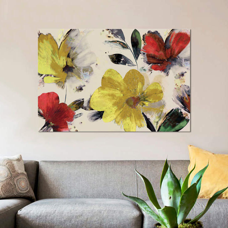 « doux fleuris », reproduction sur toile, H 40 po x l 60 po x P 1,5 po, Toile tendue, Pas de tapis