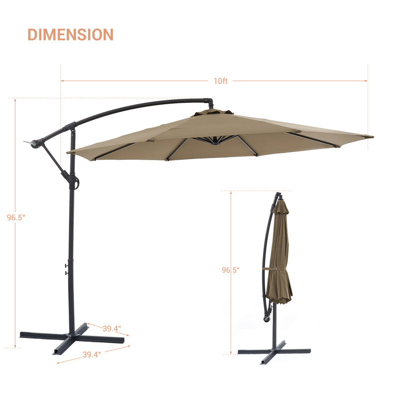 Parasol en porte-à-faux 120 po, Taupe