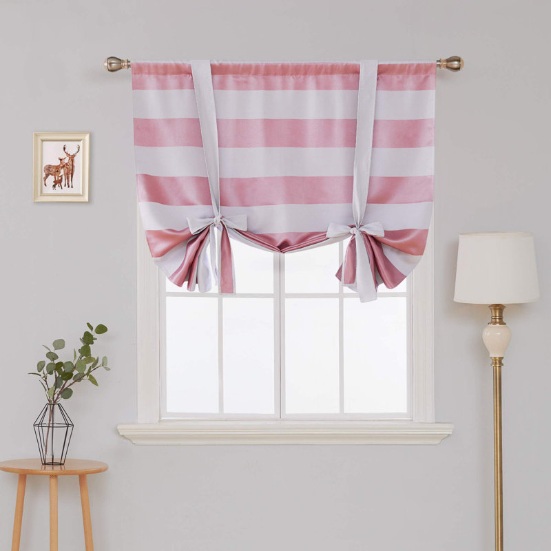 Zamudio Room Darkening Curtain Pair, 52" W x 63" L, Pink/White