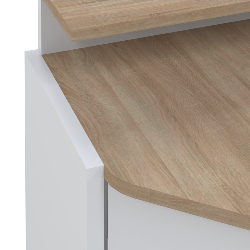 Halback Dressing Table with Mirror, White/Oak