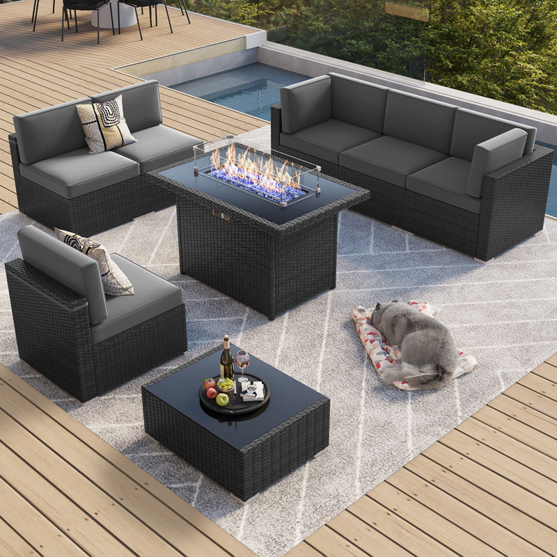 Keilin 6 - Person Outdoor Seating Group with Cushions, Grey